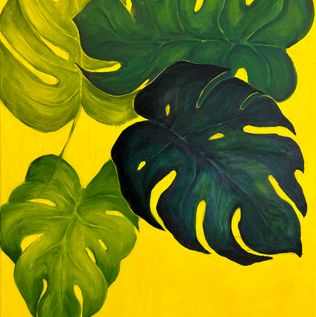 Monstera geel | olieverf op canvas | 80x60cm