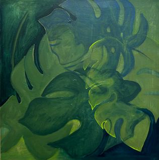 Monstera groen | olieverf op canvas | 60x60cm